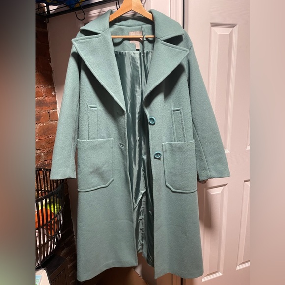 Turquoise pea coat oversized - Picture 1 of 4